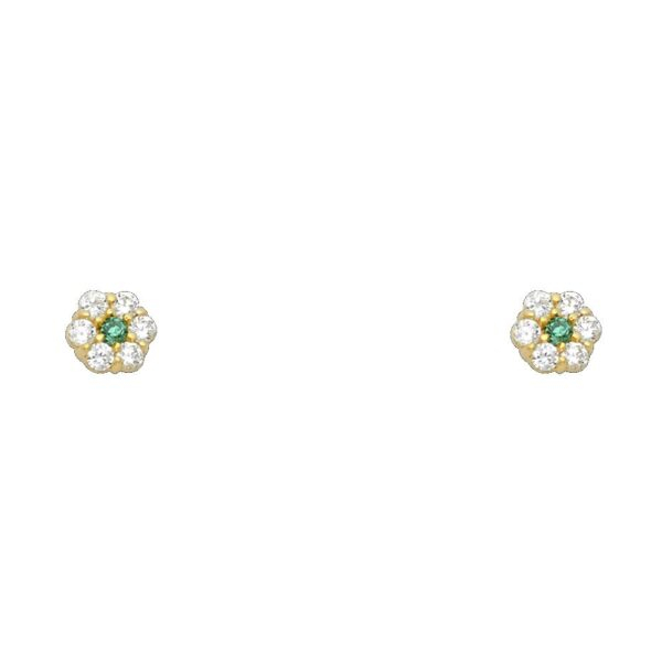 14KY Flower CZ Stud Earrings w/Screw (MAY)