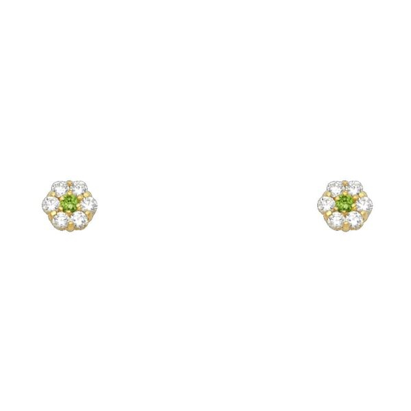 14KY Flower CZ Stud Earrings w/Screw (AUG)