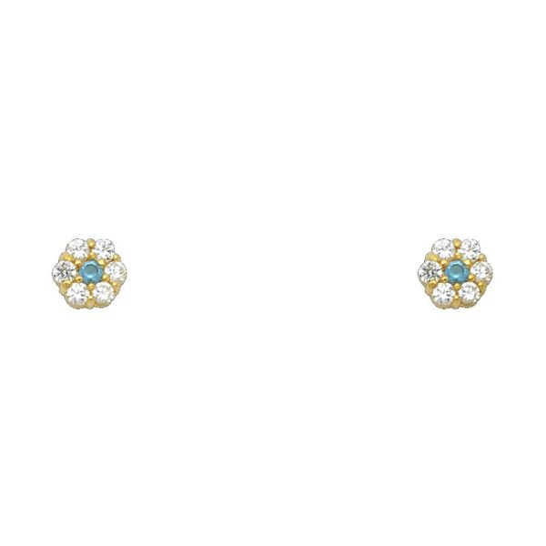 14KY Flower CZ Stud Earrings w/Screw (DEC)