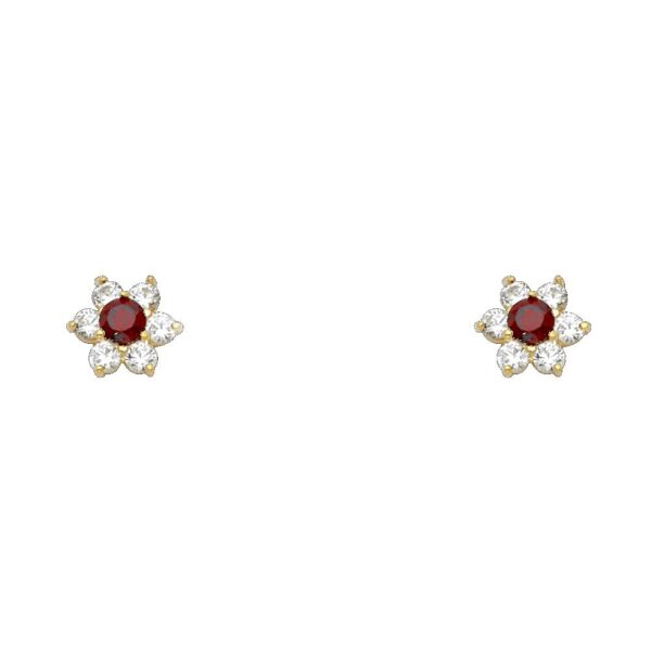 14KY Flower CZ Stud Earrings w/Screw (JAN)