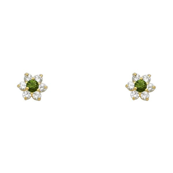 14KY Flower CZ Stud Earrings w/Screw (MAY)