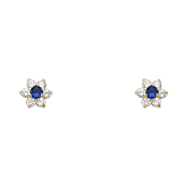 14KY Flower CZ Stud Earrings w/Screw (SEP)