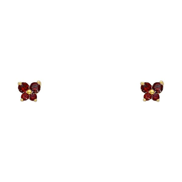 14KY Butterfly CZ Stud Earrings w/Screw (JAN)