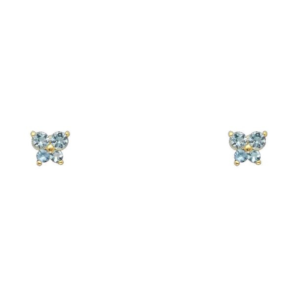 14KY Butterfly CZ Stud Earrings w/Screw (MAR)