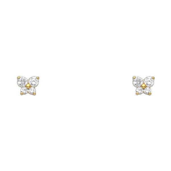 14KY Butterfly CZ Stud Earrings w/Screw (APR)