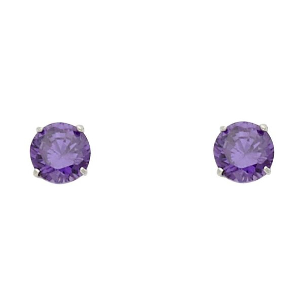 14KW 5mm RD CZ Basket Stud Earrings w/Screw