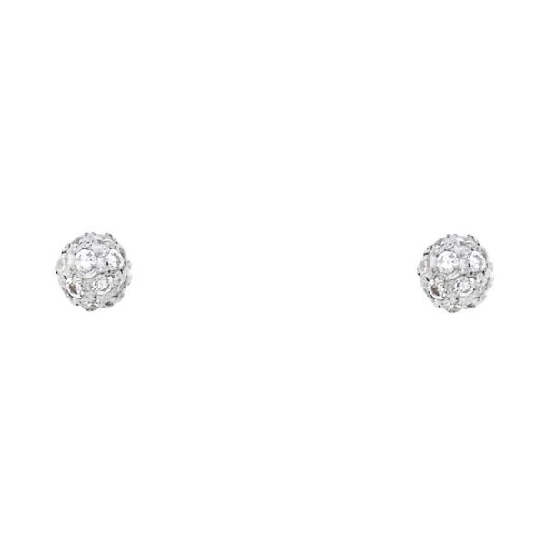 14KW CZ Ball Stud Earrings w/Screw