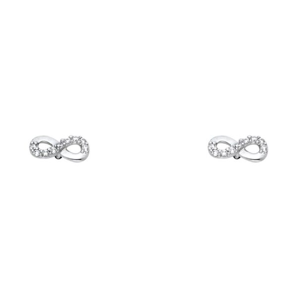 14KW Infinity CZ Stud Earrings w/Screw