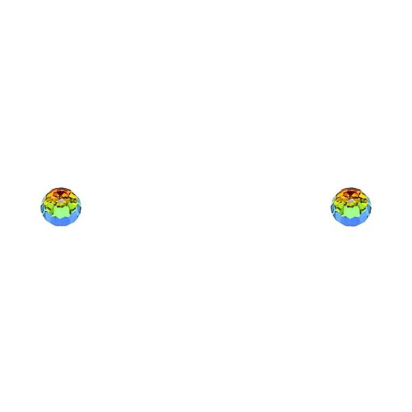 14KY Rainbow RD CZ Stud Earrings w/Screw