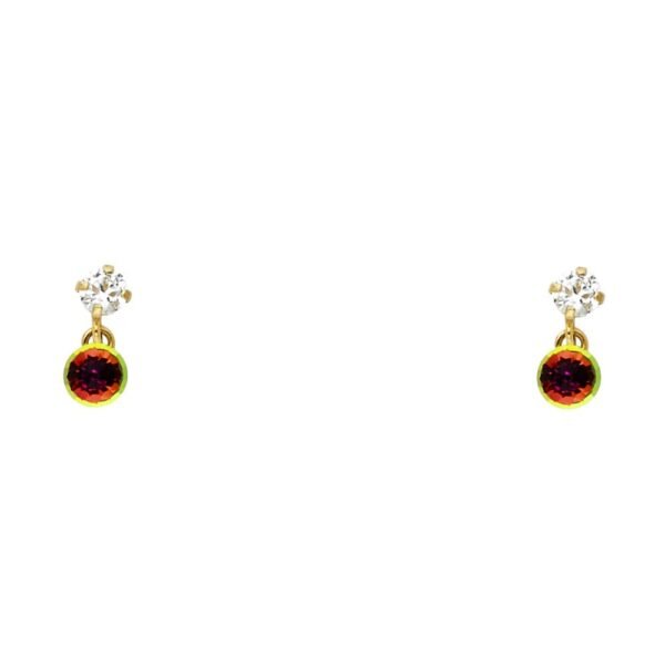 14KY Rainbow CZ Dangel Stud Earrings w/Screw