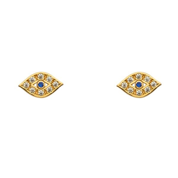 14KY CZ Evil Eye Earrings w/Screw
