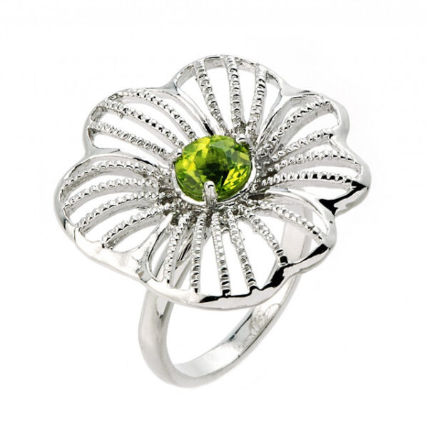 Sterling Silver Peridot Flower Ring