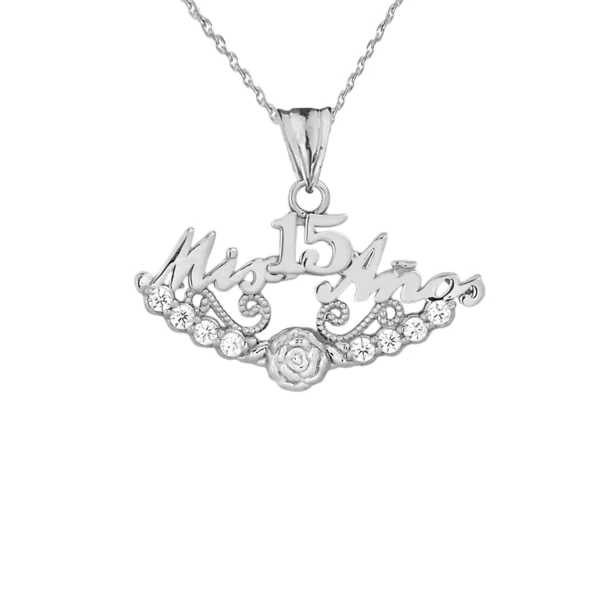 Mis 15 Años Quinceañera Pendant Necklace In Sterling Silver