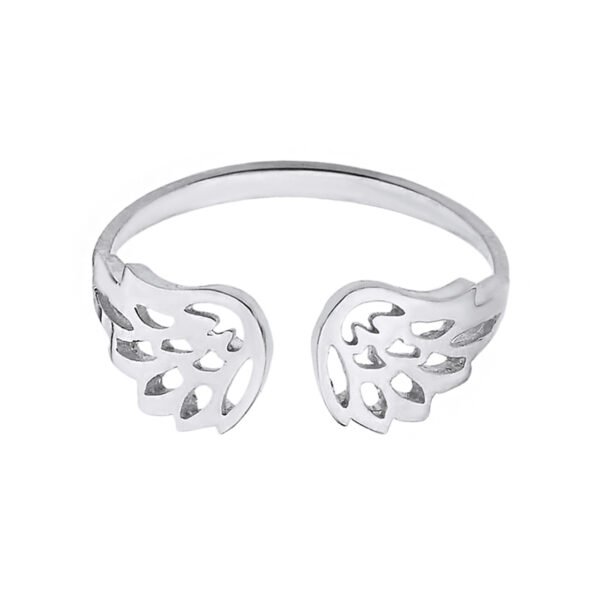Sterling Silver Dainty Filigree Angel Wings Adjustable Ring