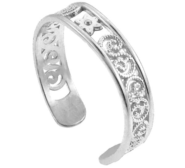 Silver Floral Toe Ring