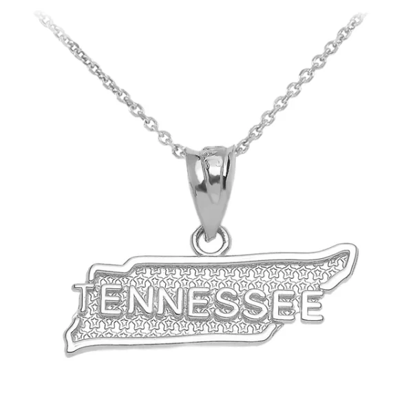 Sterling Silver Tennessee State Map Pendant Necklace