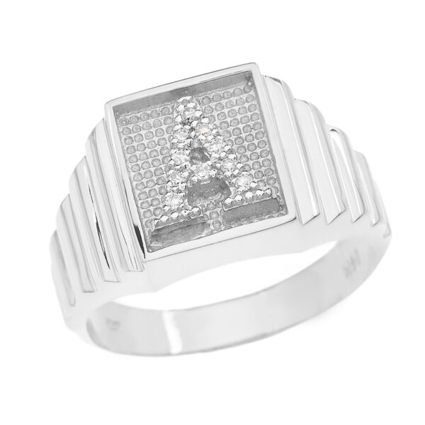 White Gold Diamond Initial A Ring