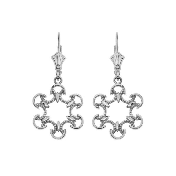 Openwork Filigree Leverback Earrings 14K In White Gold