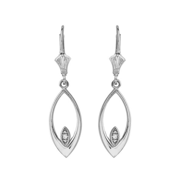 Filigree Two-Tone Cz Teardrop Leverback Earrings In Sterling Silver