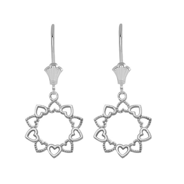 Filigree Little Hearts Leverback Earrings In Sterling Silver