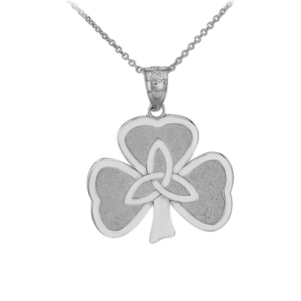 Celtic Trinity Knot Shamrock Pendant Necklace In Sterling Silver