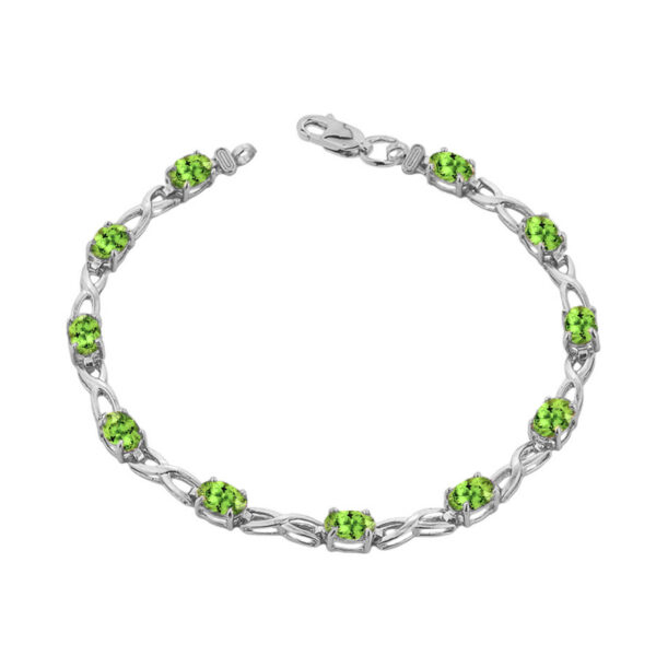 Peridot Infinity Bracelet In Sterling Silver