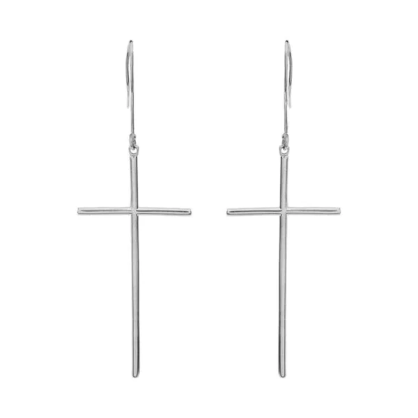 Dangling Dainty Sterling Silver Cross Earrings