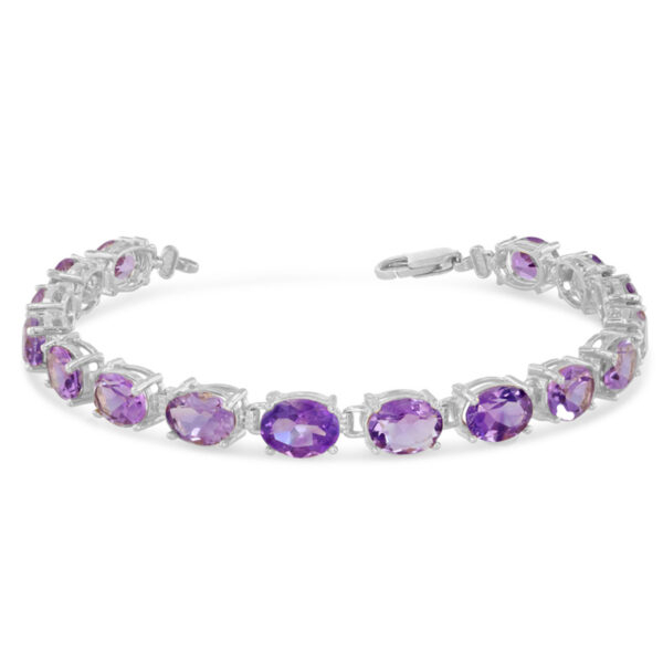 Oval Genuine Amethyst (8 X 6) Tennis Bracelet In White Gold