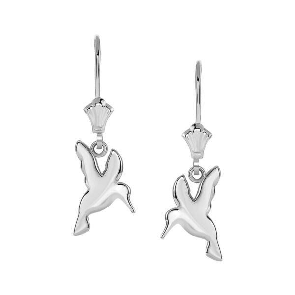 Polished Dove Leverback Earrings In 14K White Gold