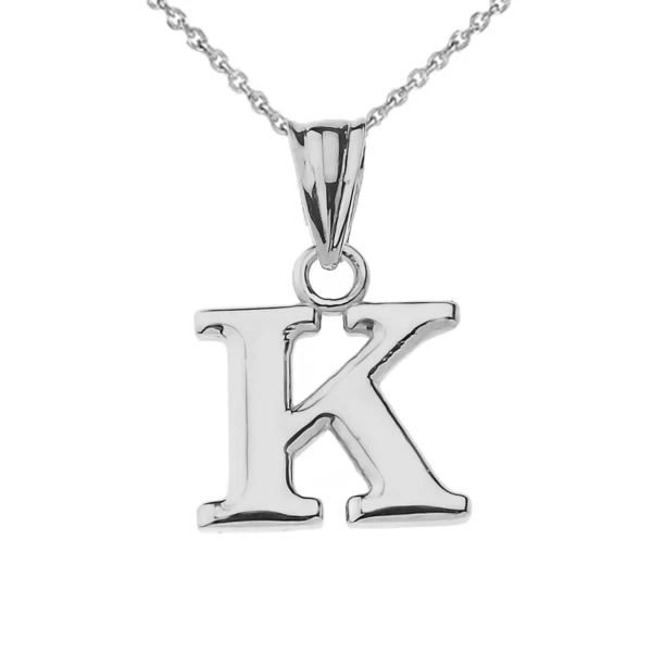 Initial Pendant Necklace In White Gold