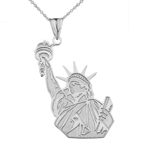 Detailed Statue Of Liberty Pendant Necklace In Sterling Silver