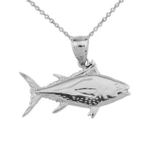 White Gold Yellowfin Tuna Fish Pendant