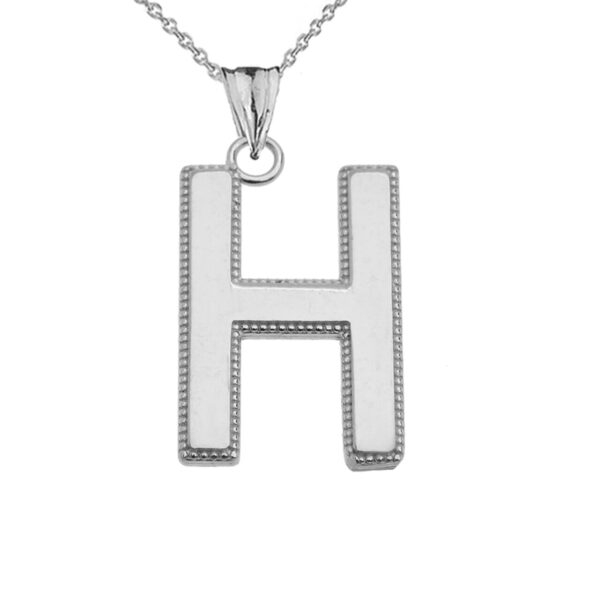 Personalized Sterling Silver Milgrain Initial Pendant Necklace