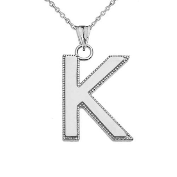 Personalized Sterling Silver Milgrain Initial Pendant Necklace