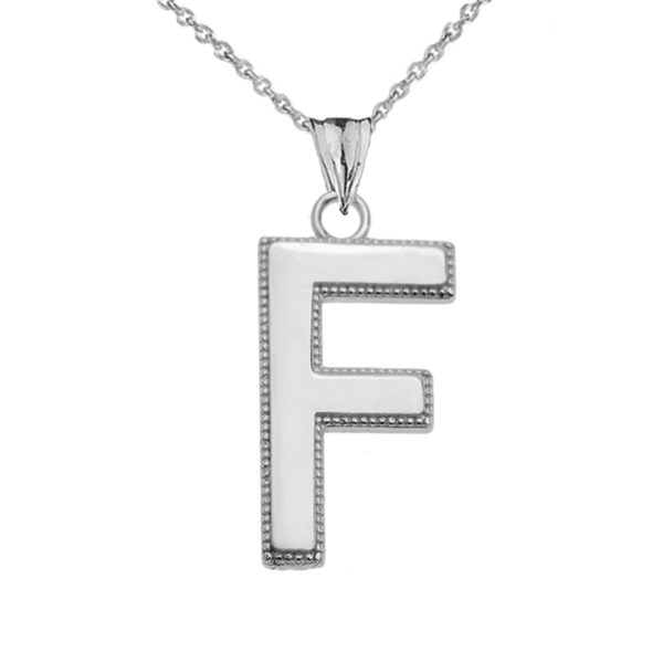 Personalized Sterling Silver Milgrain Initial Pendant Necklace