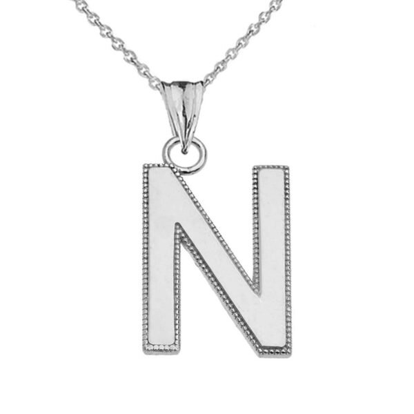 Personalized Sterling Silver Milgrain Initial Pendant Necklace