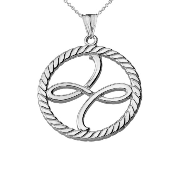 Friendship Symbol In Rope Pendant Necklace In Sterling Silver