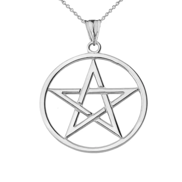 Pentagram Pendant Necklace In White Gold