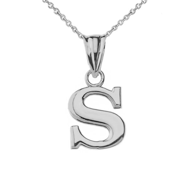 Initial Pendant Necklace In White Gold