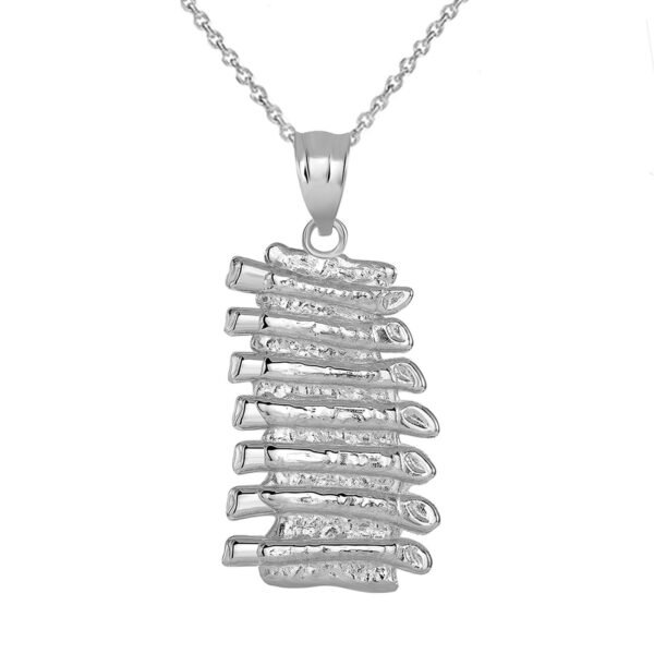 Baby Back Ribs Pendant Necklace In Sterling Silver