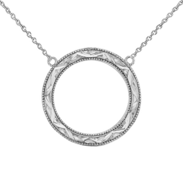 Chic Sparkle Cut Circle Of Life Necklace In Sterling Silver