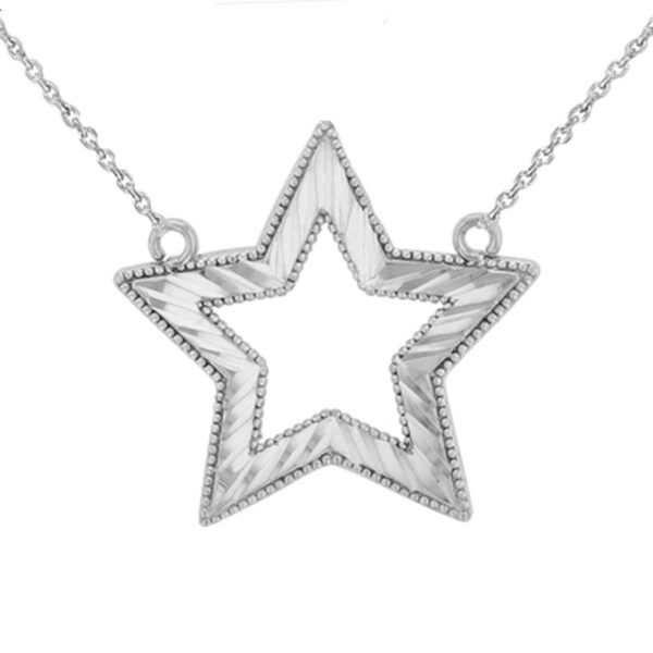 Chic Sparkle Cut Star Necklace In 14k White Gold