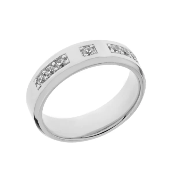 Sleek Dimond Mens Ring In White Gold