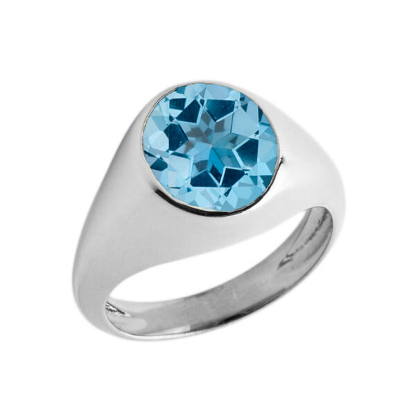 December Birthstone Gentleman's Pinky Ring In Sterling Silver