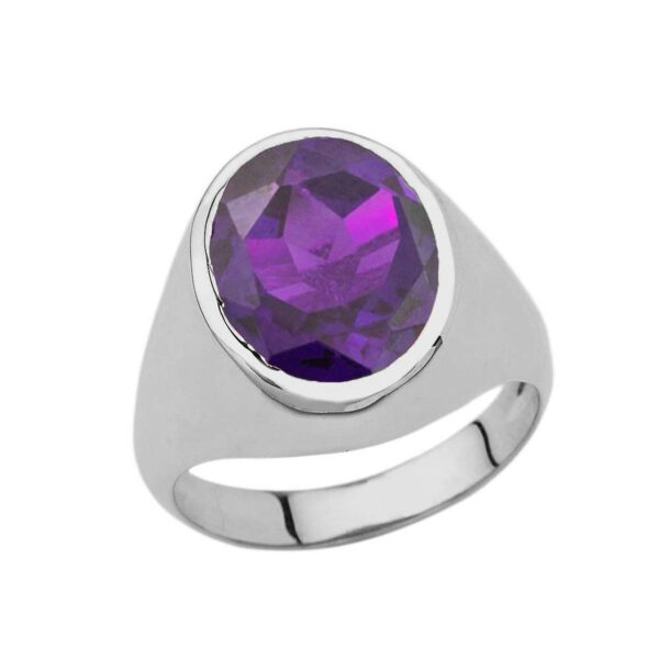 Men's Fancy Statement Ring With 10ct Personalized (Lc) Birthstone In Sterling Silver - Image 2