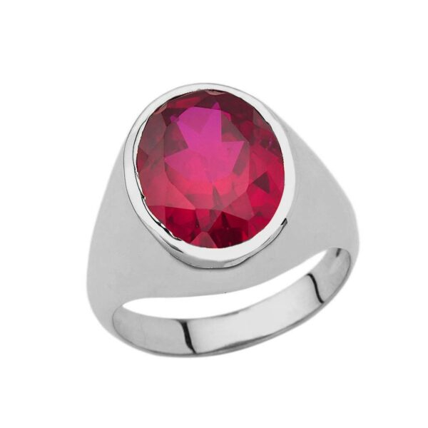 Men's Fancy Statement Ring With 10ct Personalized (Lc) Birthstone In Sterling Silver - Image 3