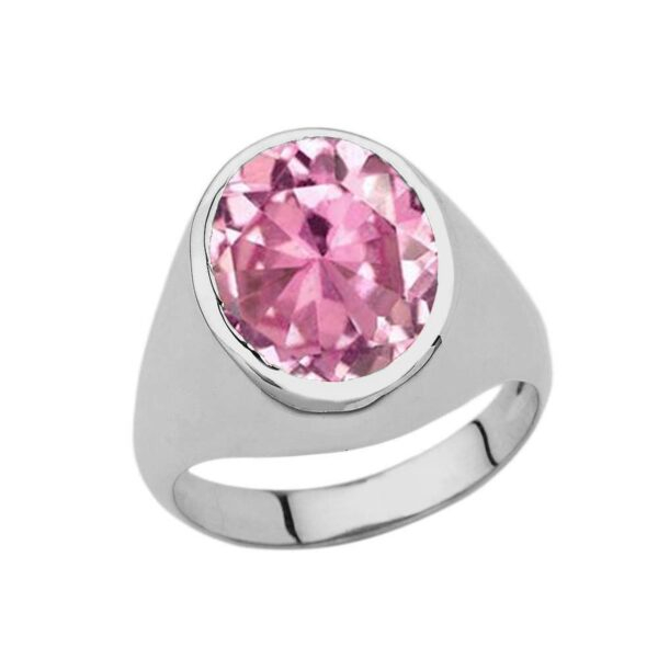 Men's Fancy Statement Ring With 10ct Personalized (Lc) Birthstone In Sterling Silver - Image 5