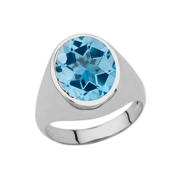 Men's Fancy Statement Ring With 10ct Personalized (Lc) Birthstone In Sterling Silver - Image 9