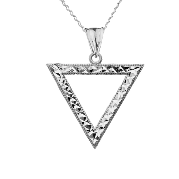 Chic Open Triangle Pendant Necklace In White Gold