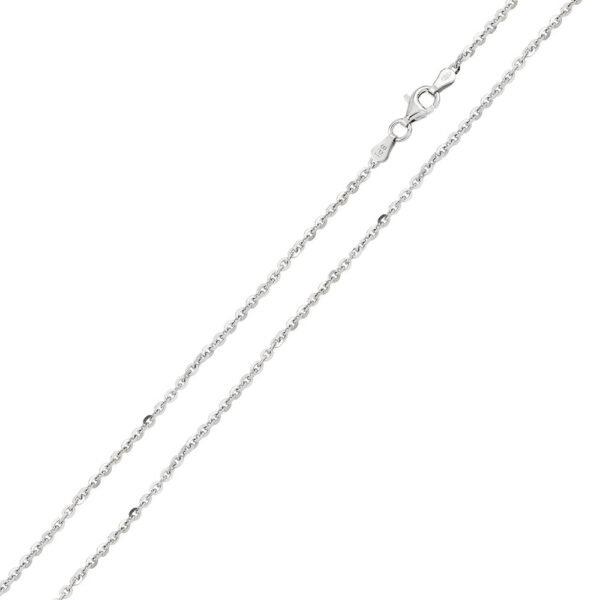 Sterling Silver 925 Rhodium Plated Diamond Cut Edge Rolo 050 Chains 1.7mm